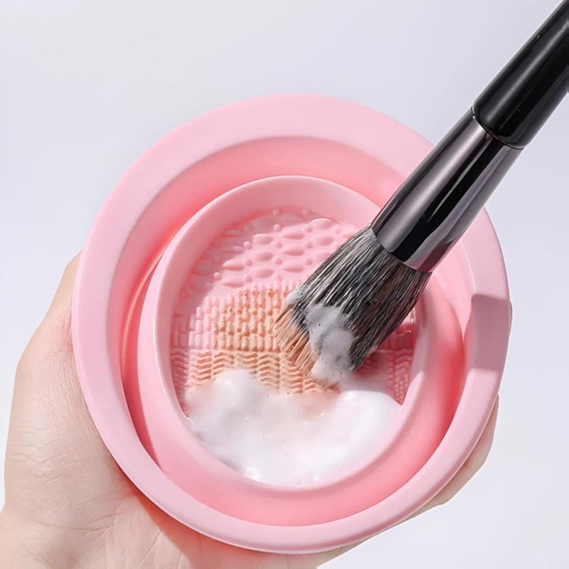 Makeup Brush Cleaner - Foldable multi-color silicone pad for effortless cleansing of brushes and blenders with makeup remover, delivers visible results instantly