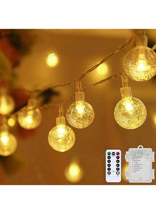 The Bros Globe String Light, 10m 80LED Battery Operated String Light with Remote, 8 Modes Waterproof Indoor Outdoor Hanging decorative Lights for Home Party Patio Garden Wedding  - Image 1