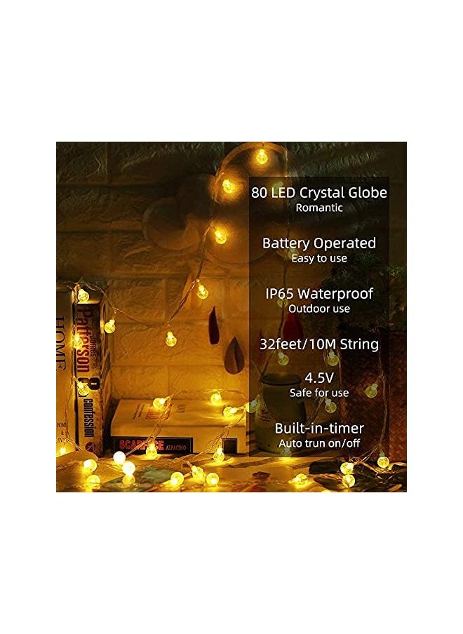 The Bros Globe String Light, 10m 80LED Battery Operated String Light with Remote, 8 Modes Waterproof Indoor Outdoor Hanging decorative Lights for Home Party Patio Garden Wedding  - Image 3