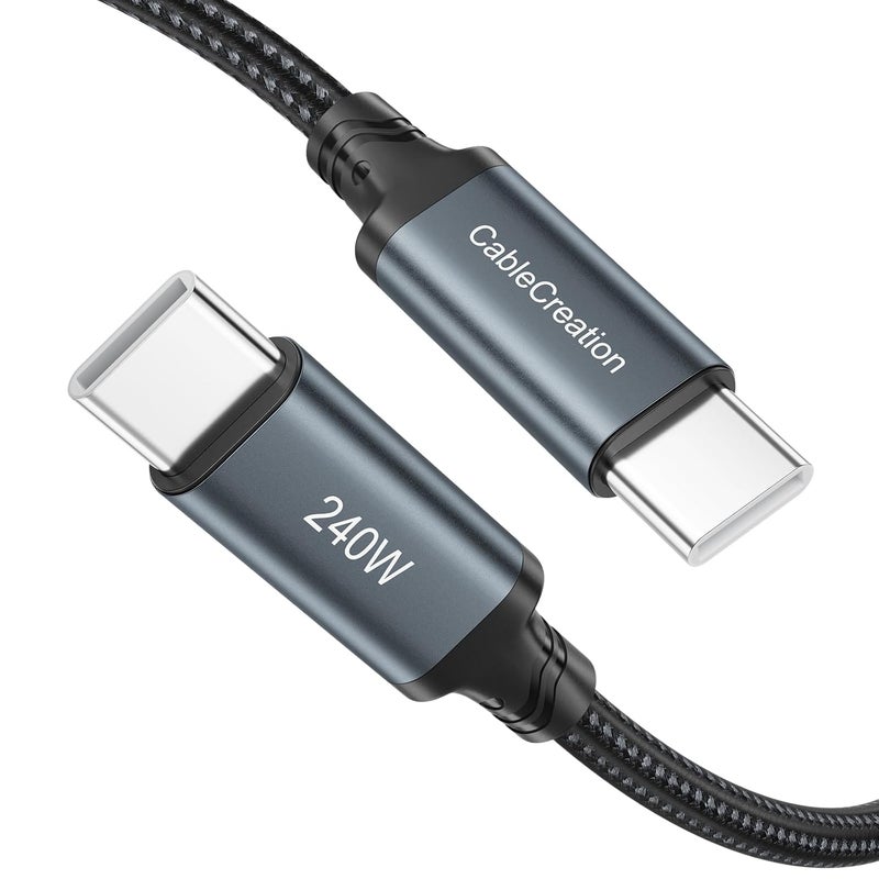 كابل CableCreation USB-C إلى USB-C بقدرة 240 واط وطول 3 أقدام للشحن السريع لـ iPhone 15 | كابل شحن سريع بقدرة 240 واط كحد أقصى، يدعم 100 واط و60 واط، مناسب لـ iPhone 15 و MacBook و iPad وسلسلة Galaxy S22 S23 S24 - Image 1