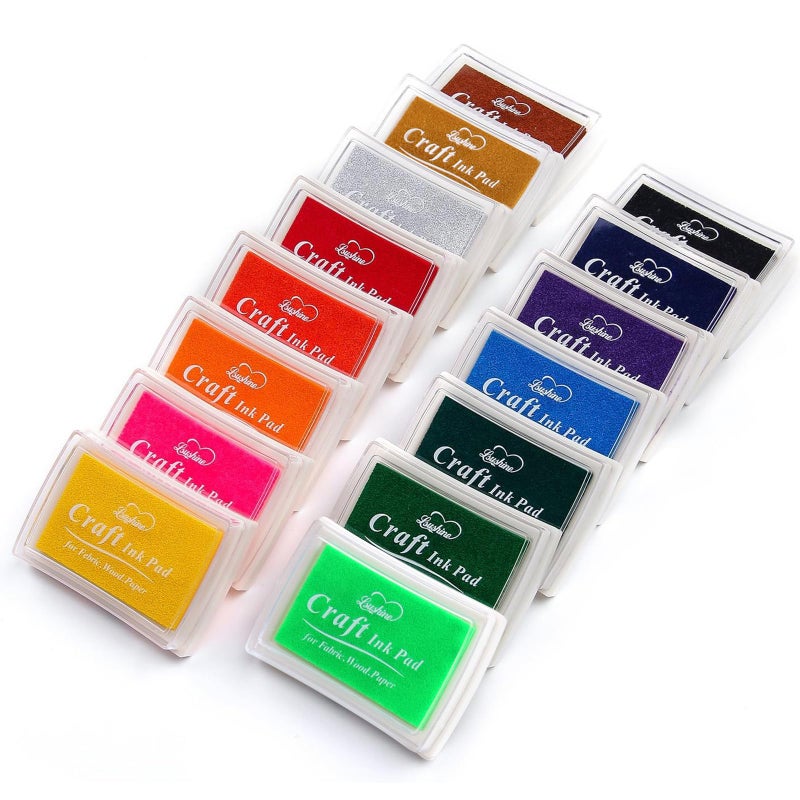 Lsushine Craft Ink Pad Stamps Partner DIY Color,15 Color Craft Ink Pad for Stamps, Paper, Wood Fabric (Pack of 15) - Image 1