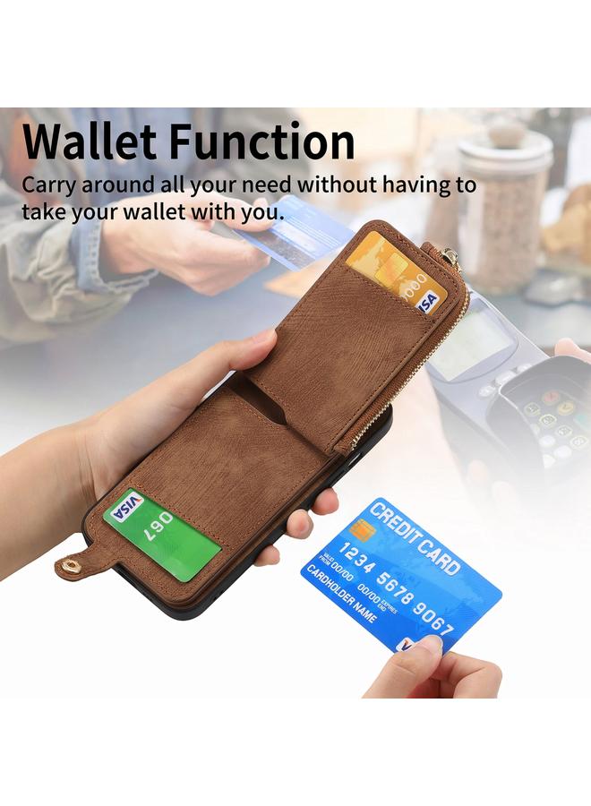 اس-توب جراب لهاتف Samsung Galaxy A53 5G مع حلقة جلدية متقاطعة وسحاب عمودي ومحفظة خلفية للهاتف - Image 3