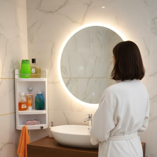 BRANCO Strong Durable Light Weight Multipurpose Bathroom Corner Cabinet Ivory Set of 2- Caddy Corner - Image 4