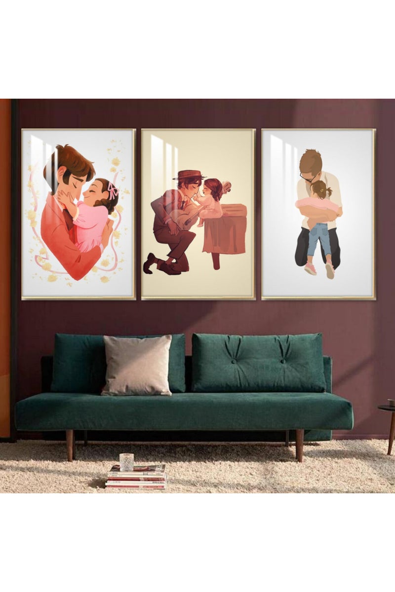 Marktna Three wooden wall painting with a frame and a clear acrylic layer - Image 1