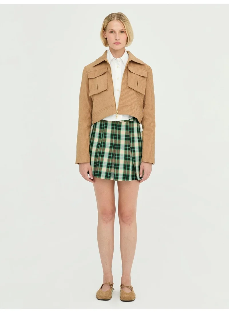 جاستي Velvet Pocket Detail Jacket Beige