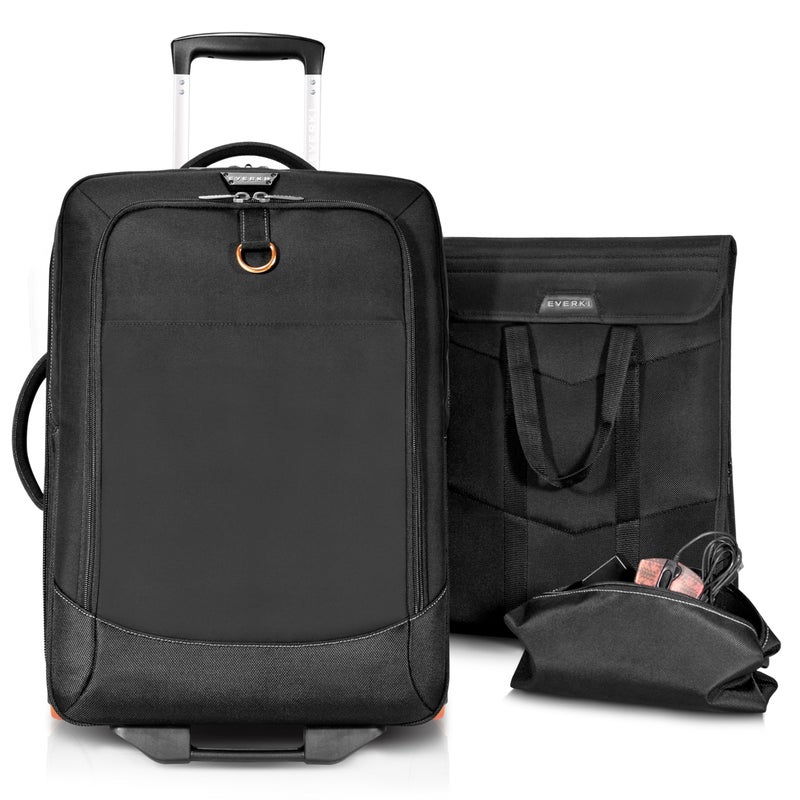 EVERKI Wheeled 420 Laptop Trolley for 184 Inch Laptops Rolling CarryOn Bag TSA Friendly Removable Sleeve Organized Travel Bag with Wheels for Business Gaming EKB420 Black