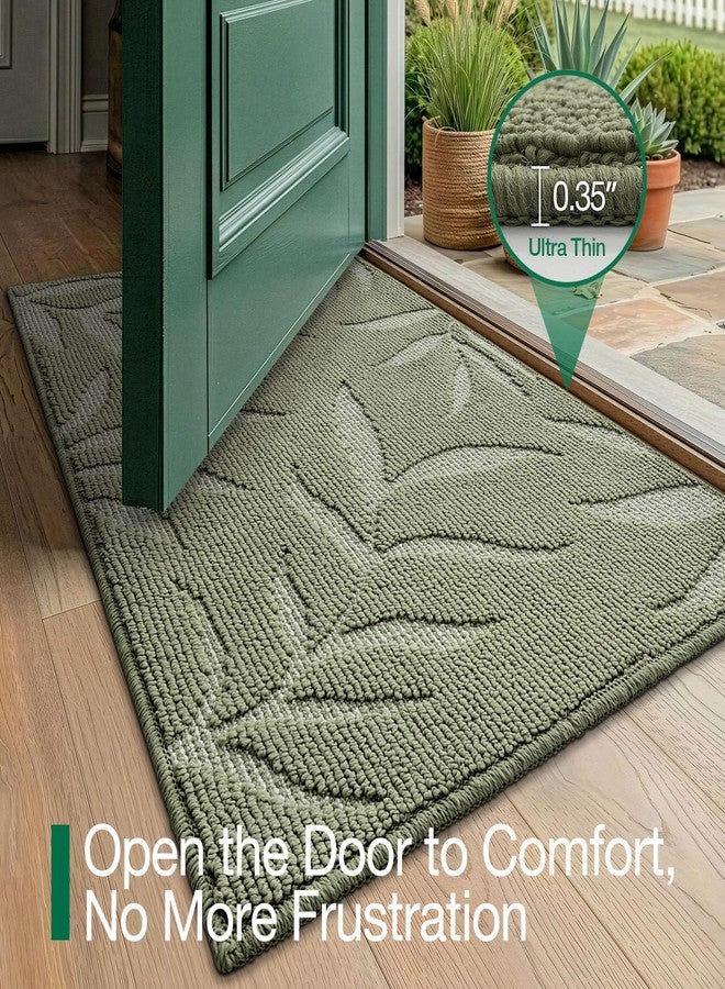 LUMI Front Door Mat Indoor Entrance 32"x48", Low Profile Welcome Mat, Non-Slip Washable Doormat with Rubber Backing for Entrance, Patio, Garage, Green - Image 4
