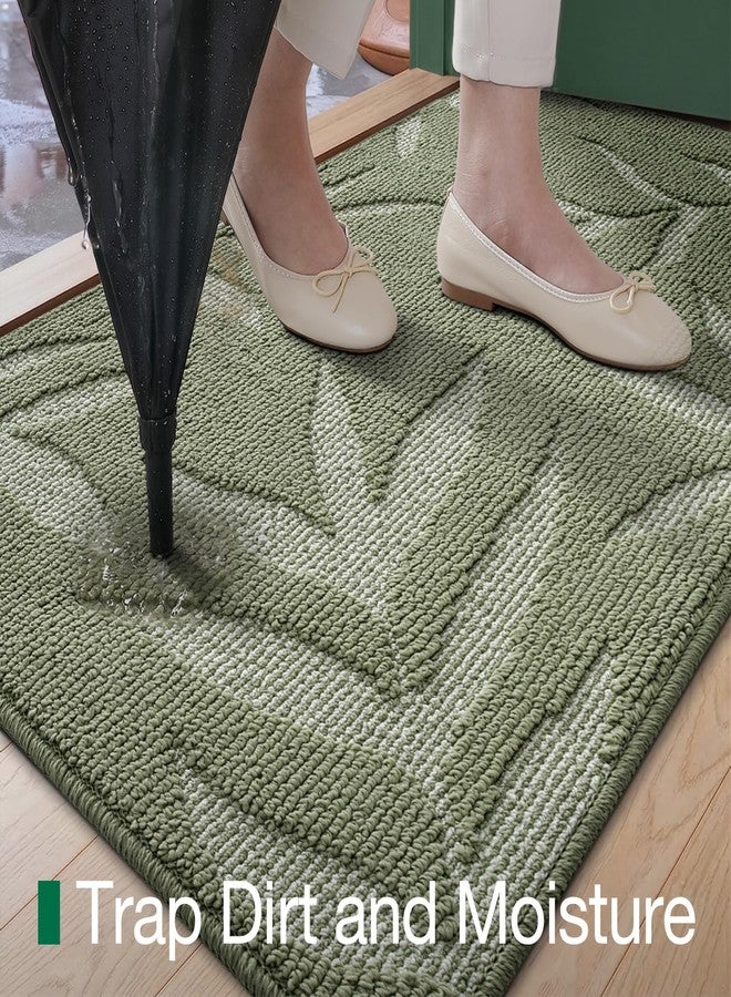LUMI Front Door Mat Indoor Entrance 32"x48", Low Profile Welcome Mat, Non-Slip Washable Doormat with Rubber Backing for Entrance, Patio, Garage, Green - Image 3