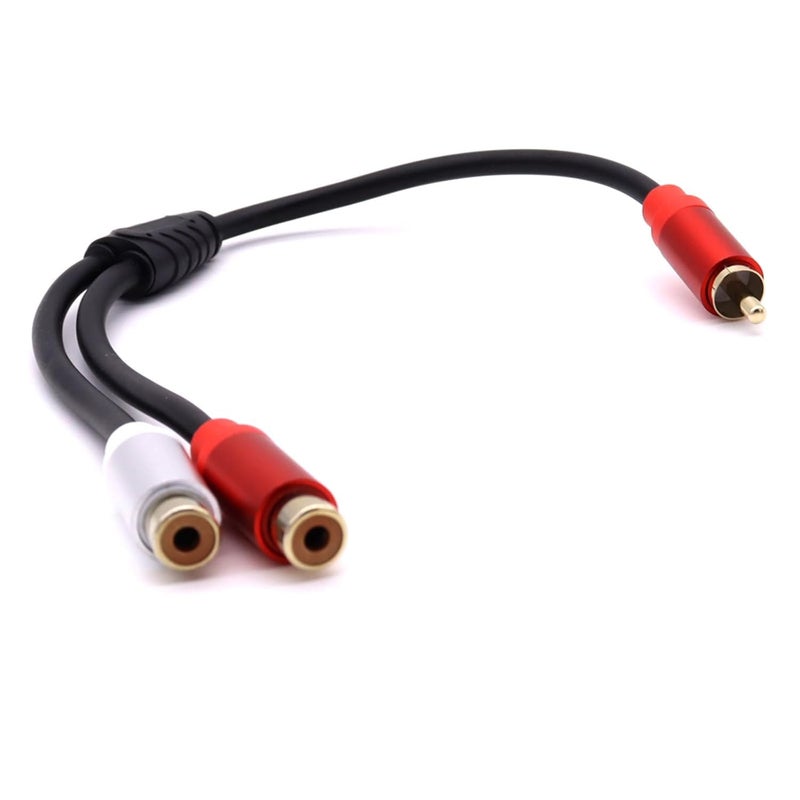 لوكيكي كابل RCA ذكر إلى 2 RCA أنثى بطول 0.3 متر، مطلي بالذهب، محول Y من RCA إلى 2 RCA للصوت، مناسب للأجهزة اللوحية، مشغلات MP3، أنظمة ستيريو HiFi، مكبرات الصوت (ذكر إلى أنثى) - Image 3
