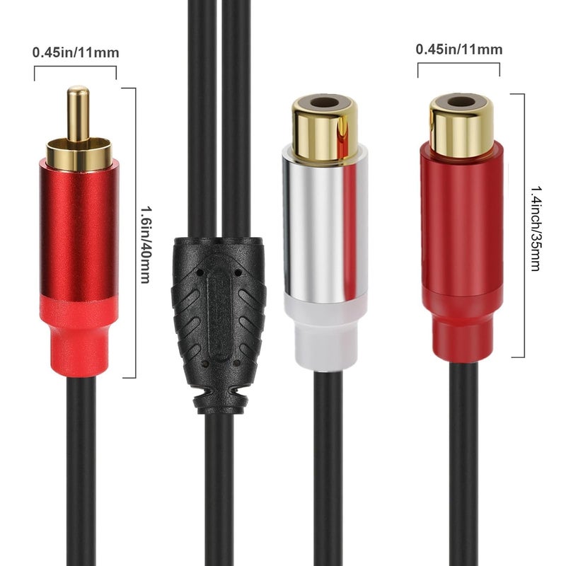 لوكيكي كابل RCA ذكر إلى 2 RCA أنثى بطول 0.3 متر، مطلي بالذهب، محول Y من RCA إلى 2 RCA للصوت، مناسب للأجهزة اللوحية، مشغلات MP3، أنظمة ستيريو HiFi، مكبرات الصوت (ذكر إلى أنثى) - Image 5