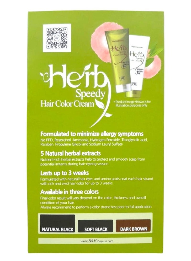 Herb Speedy Hair Color Cream Semi-Permanent Gray coverage (Natural Black) - Image 2