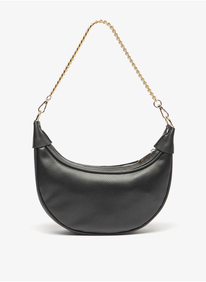 Flora Bella By Shoexpress Women Solid Hobo Bag with Detachable Strap and Zip Closure  - Image 4