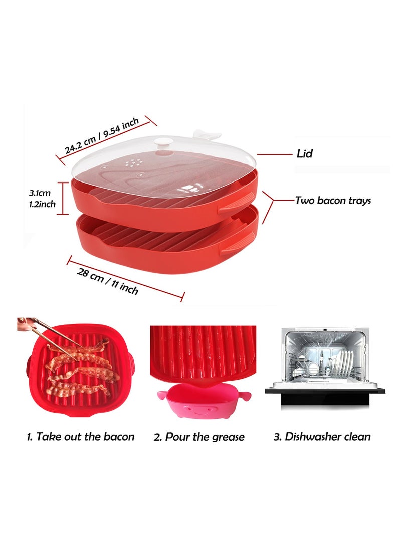 Zikra Microwave Easy Maker 2 Pieces Grill Tray Microwave Tray with Splatter Lid Safety Quick Make Crispy in Minutes - Image 2