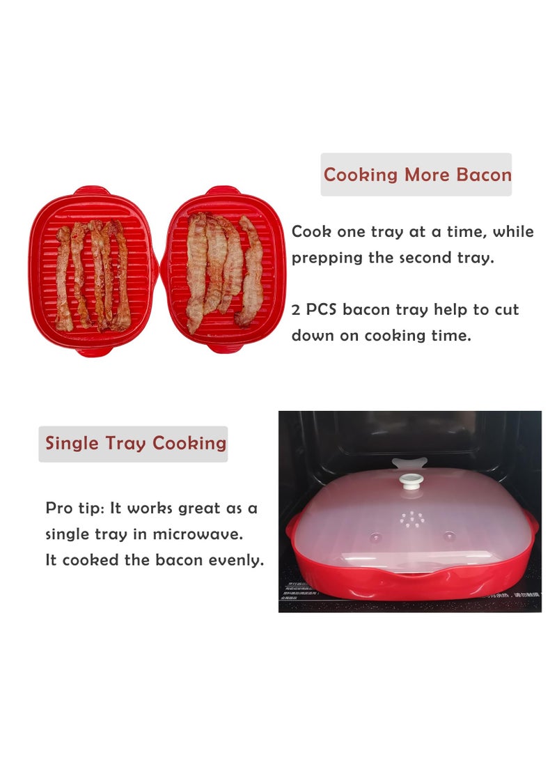 Zikra Microwave Easy Maker 2 Pieces Grill Tray Microwave Tray with Splatter Lid Safety Quick Make Crispy in Minutes - Image 1