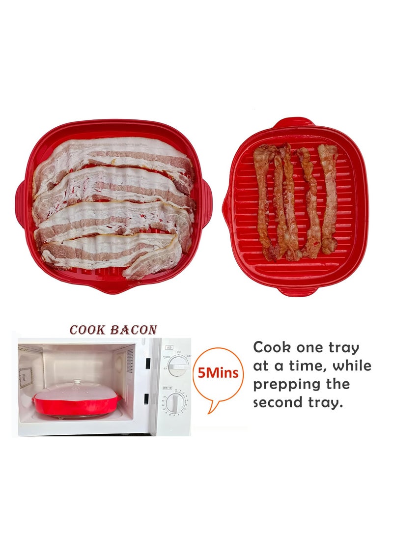 Zikra Microwave Easy Maker 2 Pieces Grill Tray Microwave Tray with Splatter Lid Safety Quick Make Crispy in Minutes - Image 3