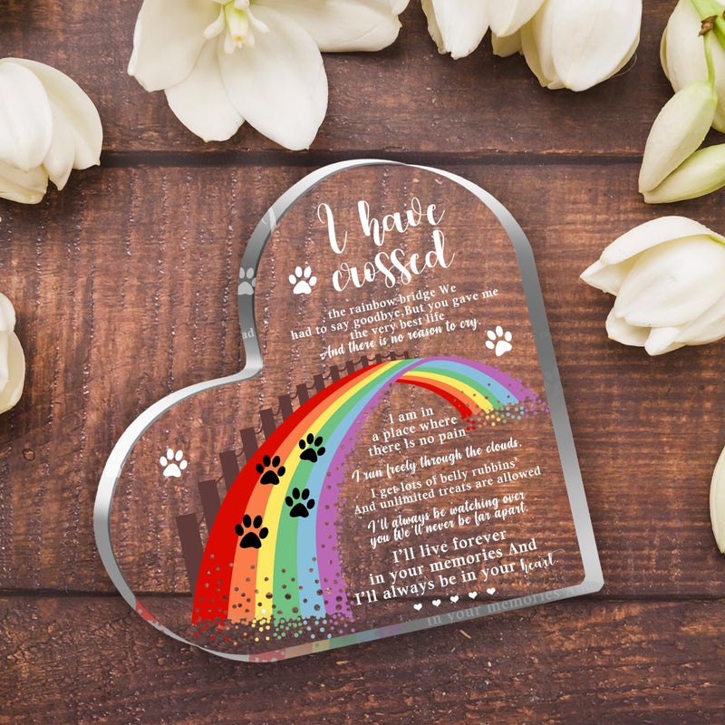 Xendelow Pet Memorial Gifts, Sympathy Gifts for Loss of Dog Cat, Pet Sympathy Present, Pet Memorial Acrylic Rainbow Bridge Decorations, Condolences Gift for Remembrance, Bereavement Gift for Loss Pet - Image 4