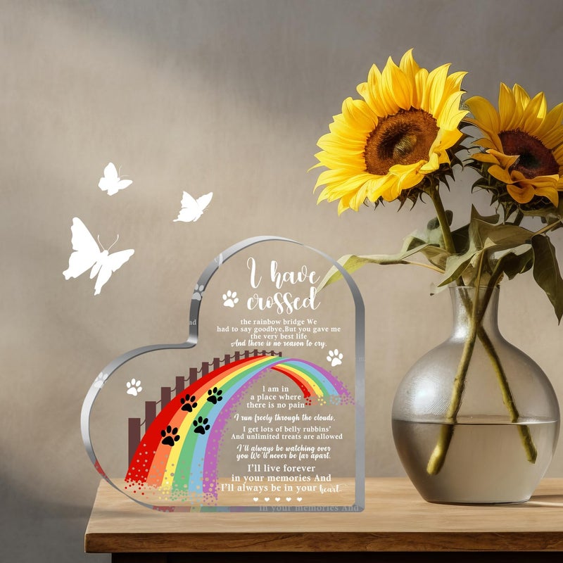 Xendelow Pet Memorial Gifts, Sympathy Gifts for Loss of Dog Cat, Pet Sympathy Present, Pet Memorial Acrylic Rainbow Bridge Decorations, Condolences Gift for Remembrance, Bereavement Gift for Loss Pet - Image 3