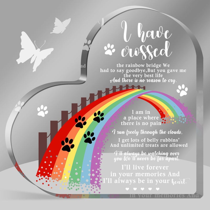 Xendelow Pet Memorial Gifts, Sympathy Gifts for Loss of Dog Cat, Pet Sympathy Present, Pet Memorial Acrylic Rainbow Bridge Decorations, Condolences Gift for Remembrance, Bereavement Gift for Loss Pet - Image 1