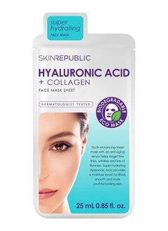 SKIN REPUBLIC Hyaluronic Acid + Collagen Face Mask + Skin Republic Hyaluronic Acid 1% + Niacinamide Face Serum 30ml  - Image 2