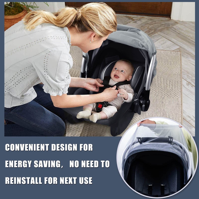Sysmie Mosquito Net for Baby Car Seats, Infant Stroller and Bassinets, Infant Car Seat Insect Mesh Net,Breathable,Easy Fitting, Portable Durable & Long Lasting Insect Netting (Gray)â€¦ - Image 4