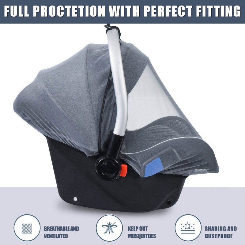 Sysmie Mosquito Net for Baby Car Seats, Infant Stroller and Bassinets, Infant Car Seat Insect Mesh Net,Breathable,Easy Fitting, Portable Durable & Long Lasting Insect Netting (Gray)â€¦ - Image 3