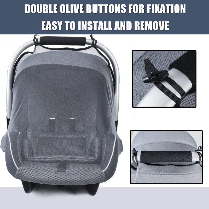 Sysmie Mosquito Net for Baby Car Seats, Infant Stroller and Bassinets, Infant Car Seat Insect Mesh Net,Breathable,Easy Fitting, Portable Durable & Long Lasting Insect Netting (Gray)â€¦ - Image 2