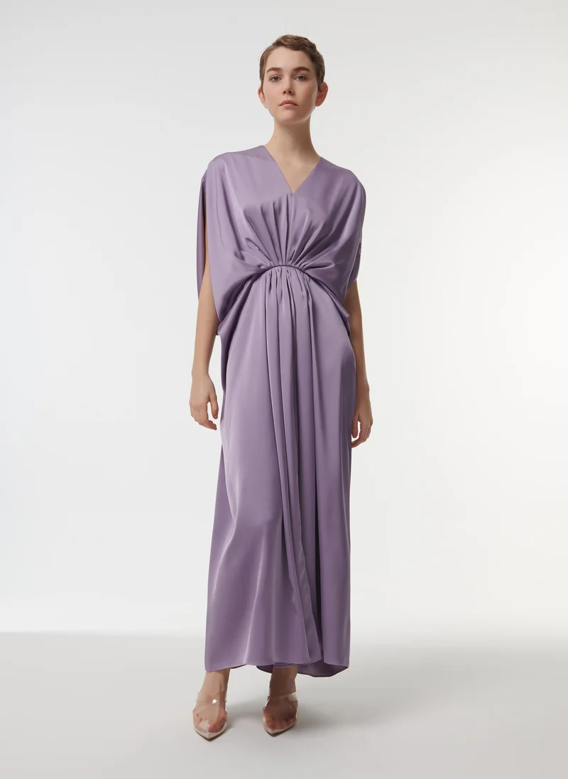 ليم Marked Waist Drape Dress
