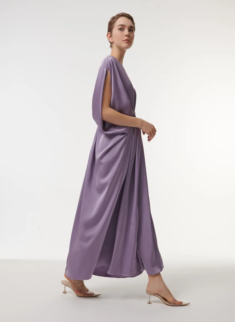 ليم Marked Waist Drape Dress