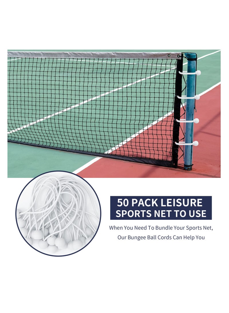 KASTWAVE 50 Pcs Tarpaulin Bungee Balls, 6in Heavy Duty UV Resistant Tarp Bungee Cord with Balls, Elastic Ties Bungee Strap Ties Balls for Tarpaulin, Banner, Camping, Tent, Flag Poles(White) - Image 4