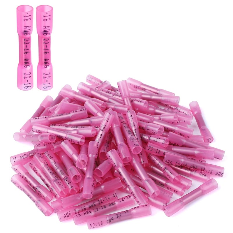 VAMRONE Heat Shrink Butt Connectors, 500Pcs 22-16 AWG Red Insulated Waterproof Electrical Wire Connectors Automotive Marine Grade Wire Crimp Terminals Butt Splices, Ideal for Boat, Truck, Stereo - Red - Image 1