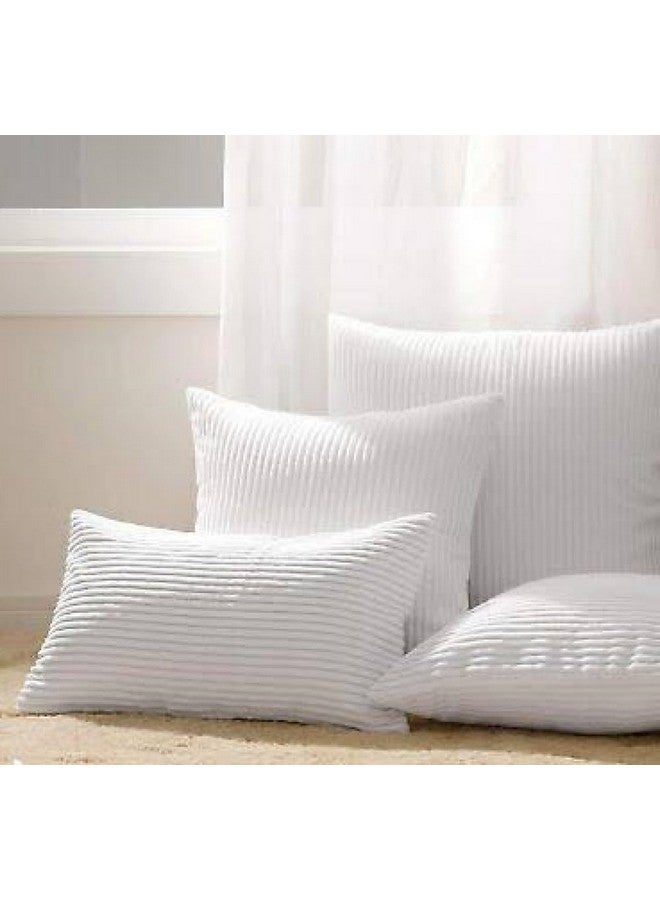 Guffaw / Corduroy/Stripped/Luxury Cushion Covers Standard Size 16"X16" Inches (White, 2), 340 TC - Image 2