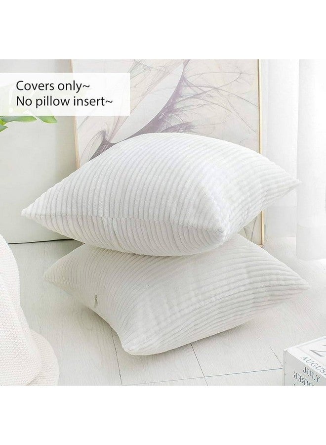 Guffaw / Corduroy/Stripped/Luxury Cushion Covers Standard Size 16"X16" Inches (White, 2), 340 TC - Image 3