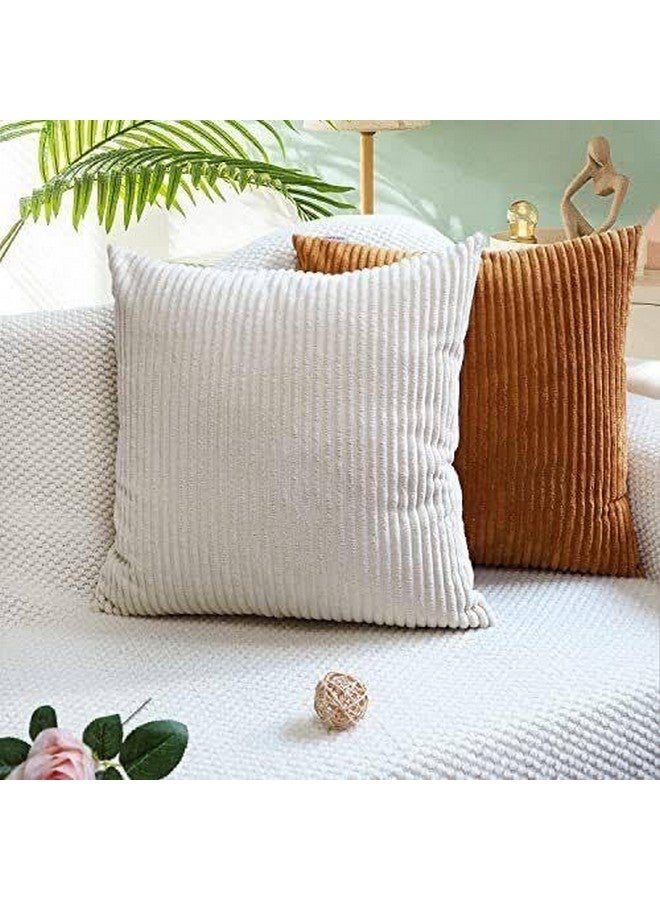 Guffaw / Corduroy/Stripped/Luxury Cushion Covers Standard Size 16"X16" Inches (White, 2), 340 TC - Image 5