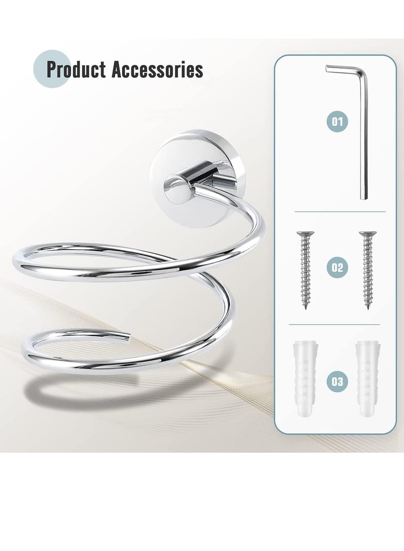 Zikra Hair Dryer Holder Hair Dryer Rack Wall Mount Stainless Steel Shelf Storage for Bathroom Walls (Ordinary Style) - Image 5