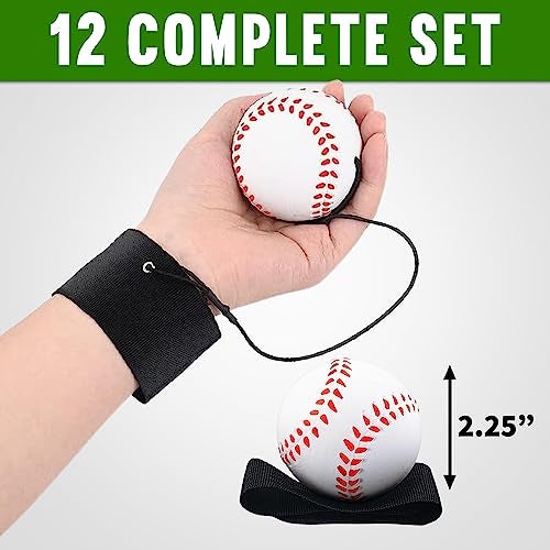 Playbees Reactive Practice Baseballs on Elastic Cord Perfect for Training Fun Outdoor Activities for Spring Training Fun Outdoor Activity for Kids Boy or Girl Party Favor 12 Pack - Image 5