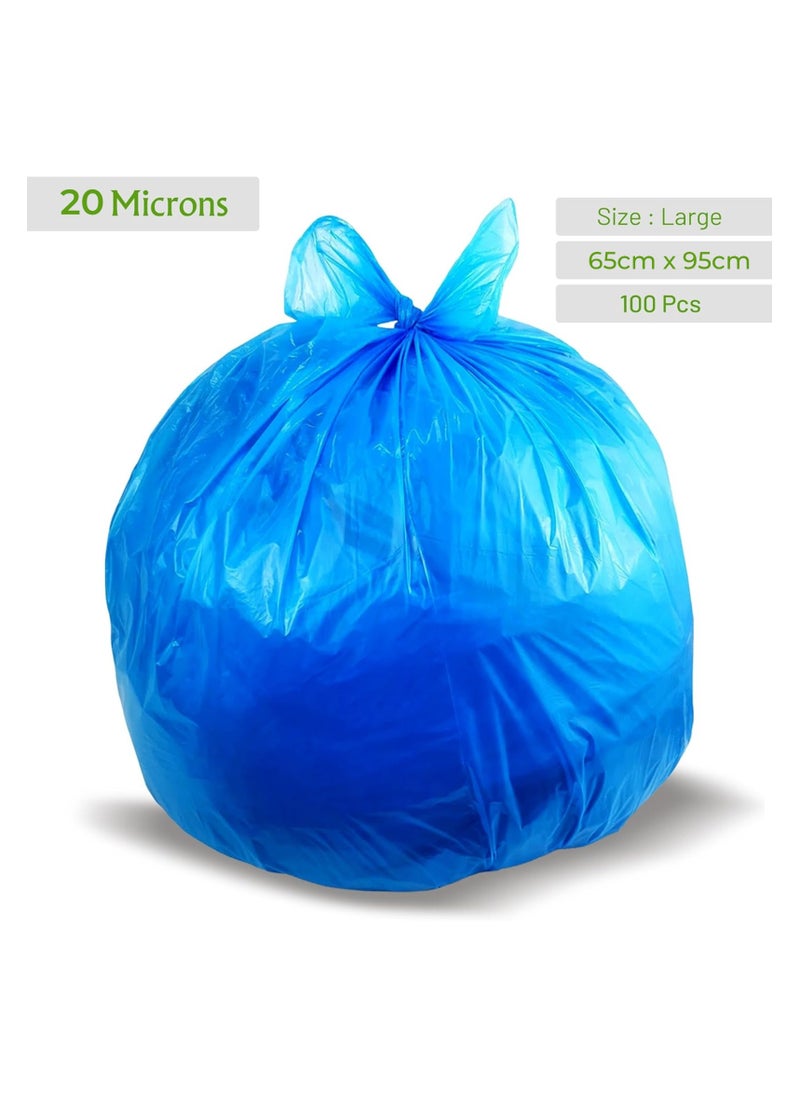 Hi Care (Pack of 100 Bags) Hi-Care Garbage Bag Blue 65x95cm 20 Micron Heavy Duty Oxo Biodegradable Plastic Bag Medium Trash Bags Dustbin Bags Waste Bag Office Bag Strong And Durable Bin Bag Garbage Bag Medium  - Image 2