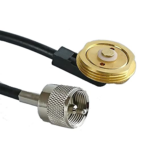 UngSung Solid Brass NMO Antenna Mount with UHF Male PL259 Connector 10 ft RG58/U Coax Cable for for Ham UHF VHF CB Cellular Trucker Antenna (10ft NMO Mount NO L Bracket, Black) - Image 1