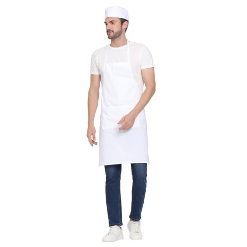 uniformer Apron for Men and Women | Durable & Stylish for Kitchen, Restaurant, Cafes | Ideal for Chefs, Bakers & Home Cooks | Easy to Clean | Unisex Design (White_Pack of 2) - Image 5
