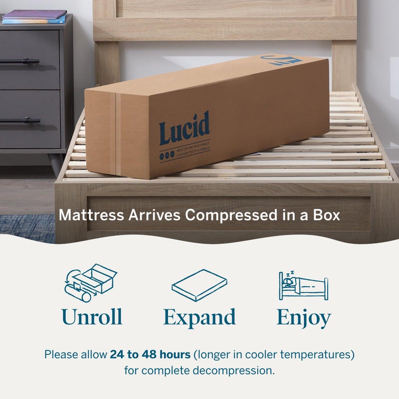 Lucid 5 Inch Memory Foam Mattress â€“ Low Profile - Firm Feel - Infused with Bamboo Charcoal and Gel - Bed in a Box - Temperature Regulating - Breathable - Twin XL Size - Image 5