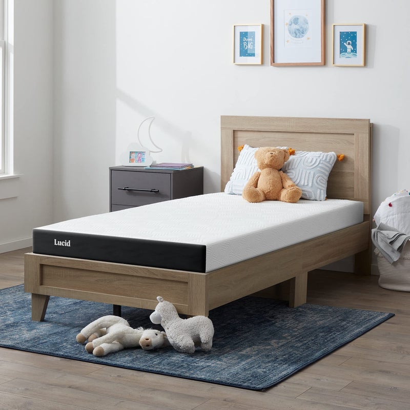 Lucid 5 Inch Memory Foam Mattress â€“ Low Profile - Firm Feel - Infused with Bamboo Charcoal and Gel - Bed in a Box - Temperature Regulating - Breathable - Twin XL Size - Image 1