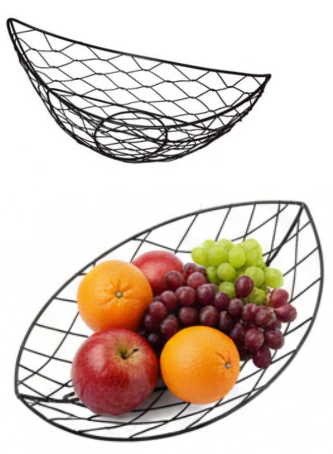 Metal Wire Fruit Basket – Stylish Black Countertop Organizer for Bread, Snacks and Fruits - Image 1