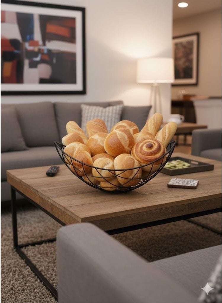 Metal Wire Fruit Basket – Stylish Black Countertop Organizer for Bread, Snacks and Fruits - Image 4