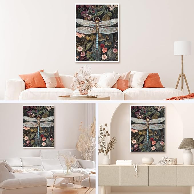 Baiwanerxiang Diamond Art Kits for Adults, Dragonfly Diamond Art Kits for Adults Beginners, DIY Diamond Art Painting on Canvas for Home Wall Art Decor, 12x16 Inches - Image 4