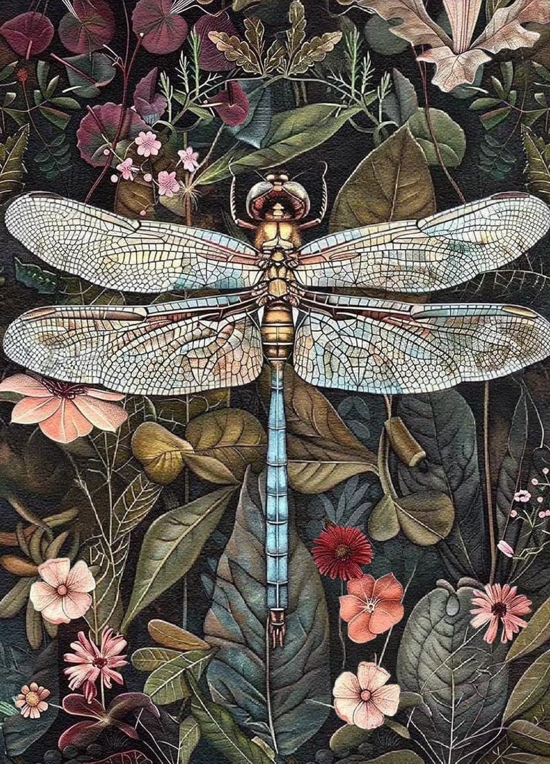 Baiwanerxiang Diamond Art Kits for Adults, Dragonfly Diamond Art Kits for Adults Beginners, DIY Diamond Art Painting on Canvas for Home Wall Art Decor, 12x16 Inches - Image 1