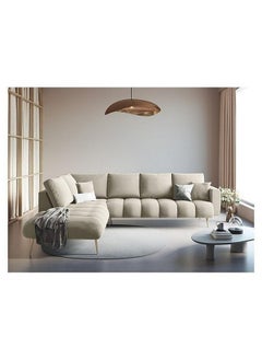 Al Home 4 Seater L-shape Sofa Velvet 85×180×250 Cm - Beige  - Image 1