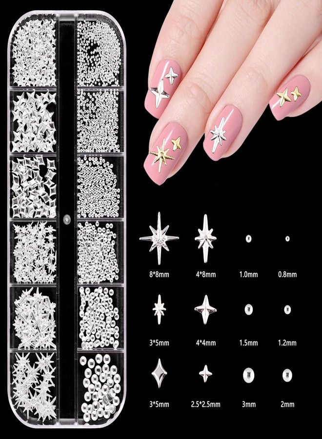 KACHIMOO Silver Nail Charms and Gems,Pink Nail Art Charms 4 Boxes Nail Gems Nail Pearls 3D Butterfly Cherry Heart Star Bow Flower Dollar Cross Nail Rhinestones,3D Nail Art Charms for Nails Design - Image 3