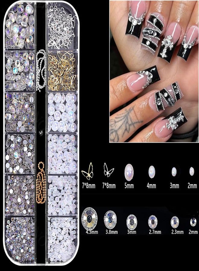 KACHIMOO Silver Nail Charms and Gems,Pink Nail Art Charms 4 Boxes Nail Gems Nail Pearls 3D Butterfly Cherry Heart Star Bow Flower Dollar Cross Nail Rhinestones,3D Nail Art Charms for Nails Design - Image 4