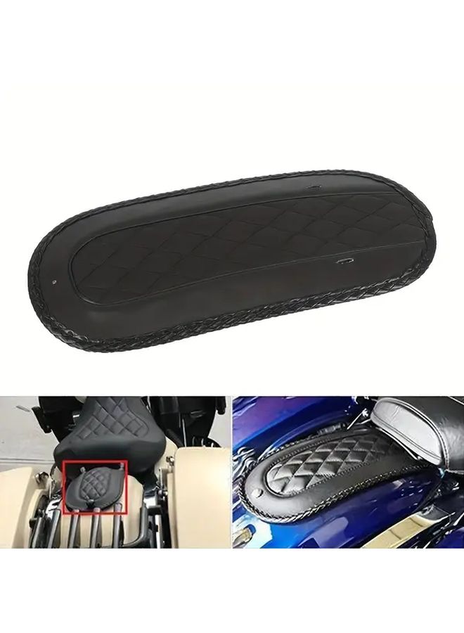 Rhombus Shape Black PU Leather Heavy Duty Motorcycle Fender Panel with Edge Trim - Image 1