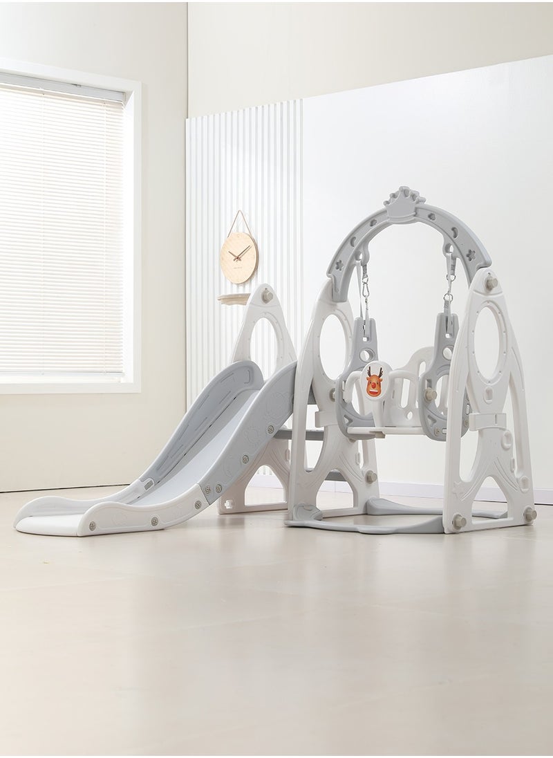 MaBaby 4 in 1 Kids Slide and Swing Set, Indoor/Outdoor Playground for Kids Baby with Basketball Hoop, Climber Slide Toddlers Playset for Boys and Girls Backyard Playground 