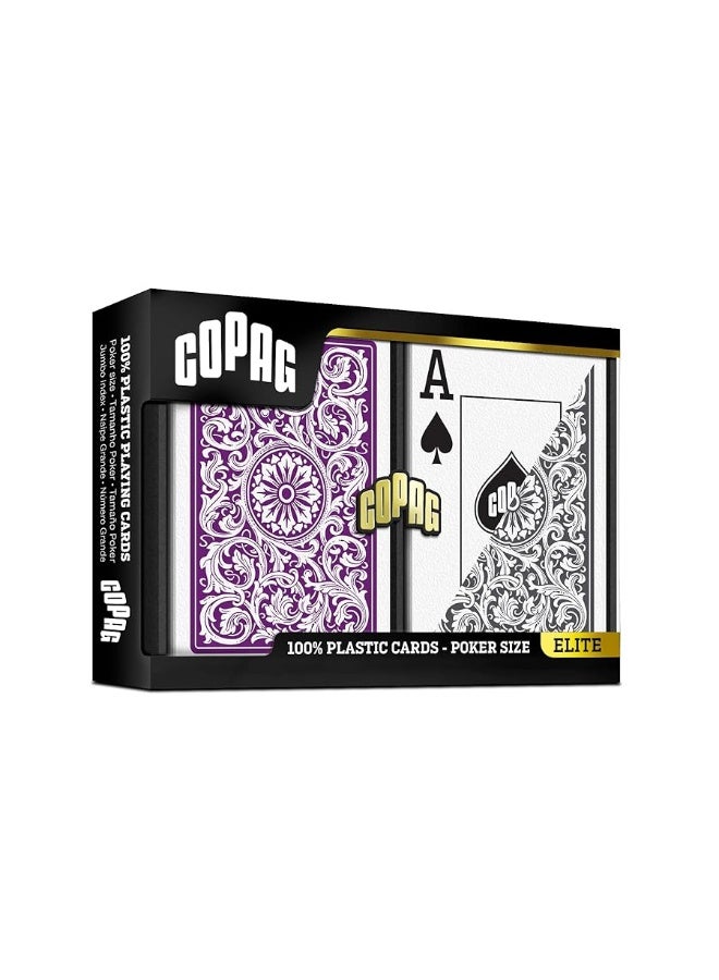 Copag 1546 Design 100% Plastic Playing Cards, Poker Size (Standard) Purple/Grey Jumbo Index (1 Set) - Image 1